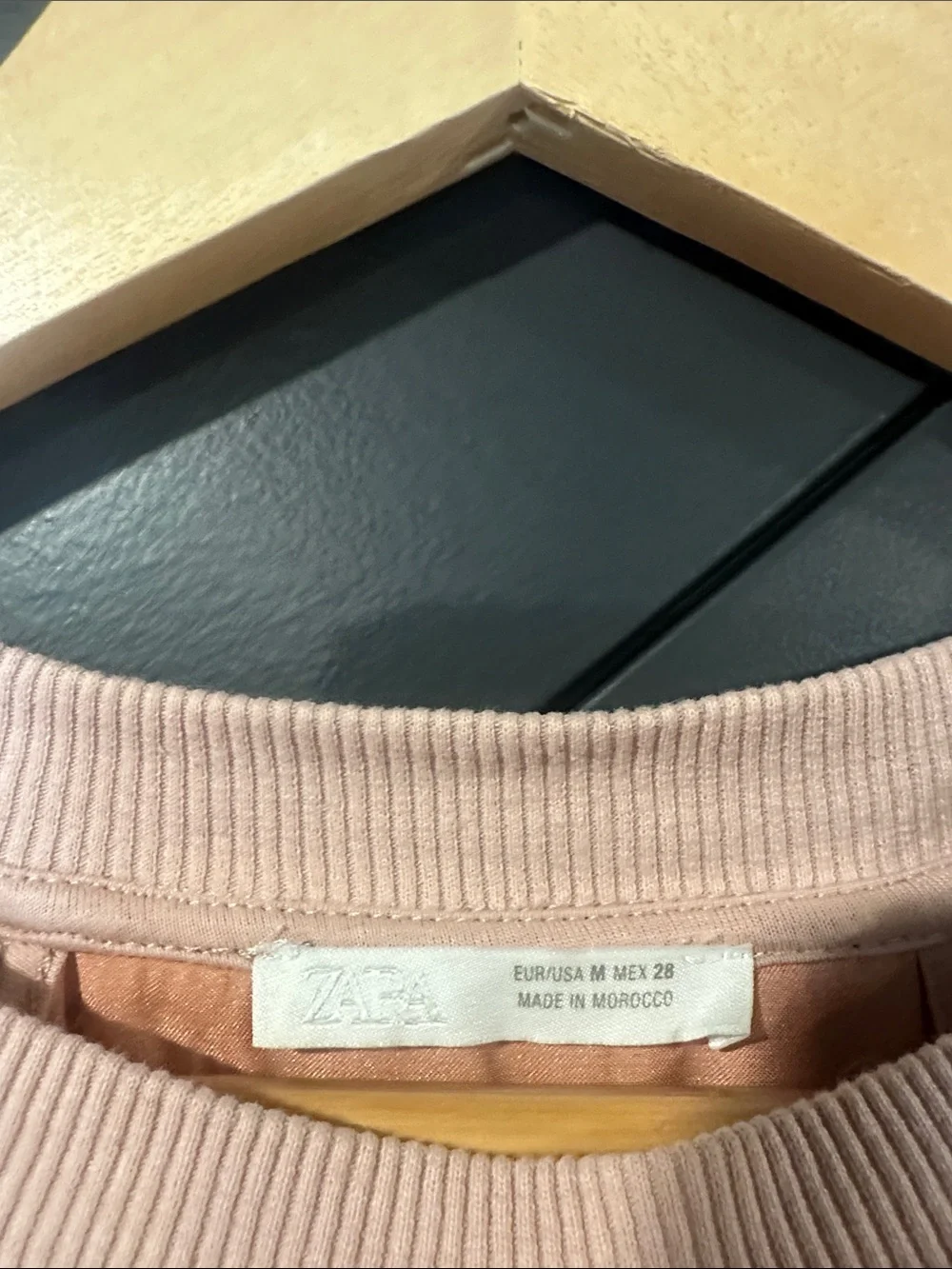 Zara Blush Pink Layered Lace-Trim Cropped Sweatshirt